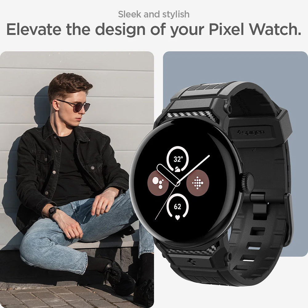 Curea Spigen Rugged pentru Google Pixel Watch 41mm Series, Neagra AMP07556