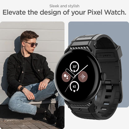 Curea Spigen Rugged pentru Google Pixel Watch 45mm Series, Neagra AMP07600