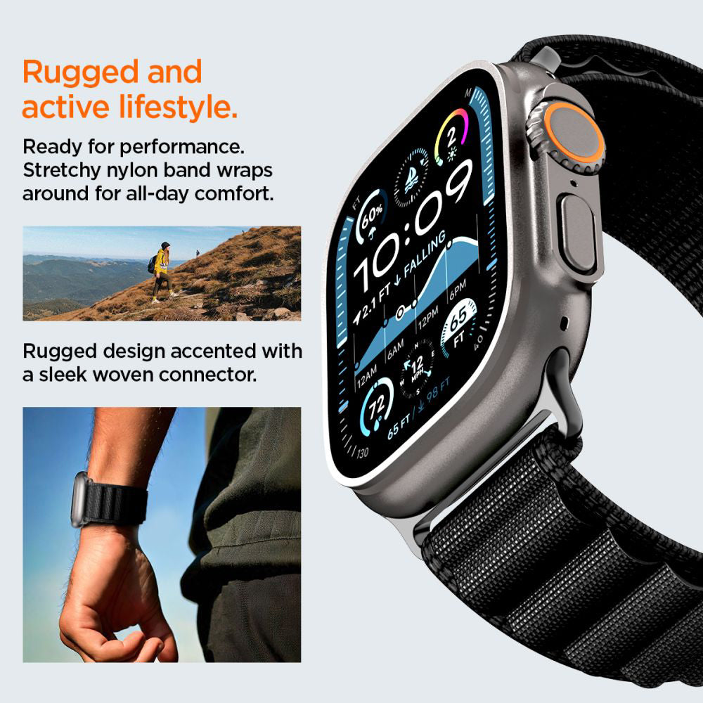 Curea Spigen WBF1 pentru Apple Watch 49mm / 46mm / 45mm / 44mm Series, Neagra