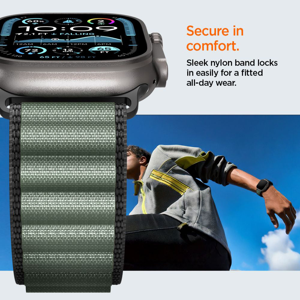 Curea Spigen WBF1 pentru Apple Watch 49mm / 46mm / 45mm / 44mm Series, Neagra Verde