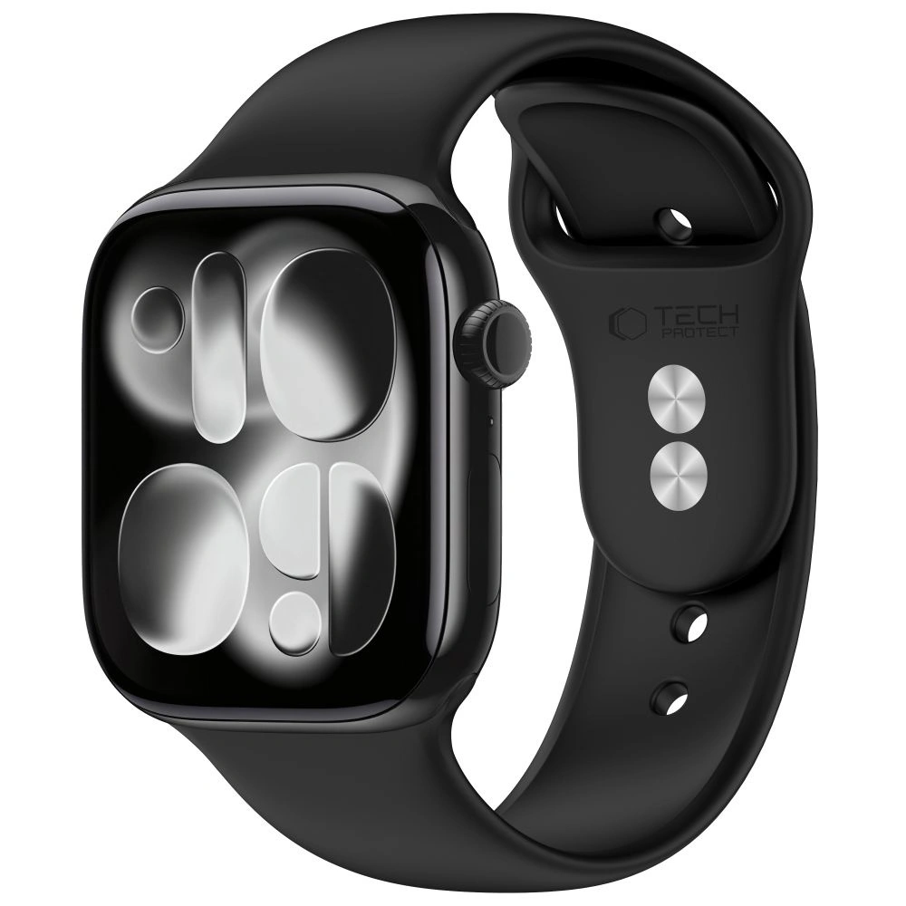 Curea Tech-Protect Silicone pentru Apple Watch 49mm / 46mm / 45mm / 44mm Series, Neagra