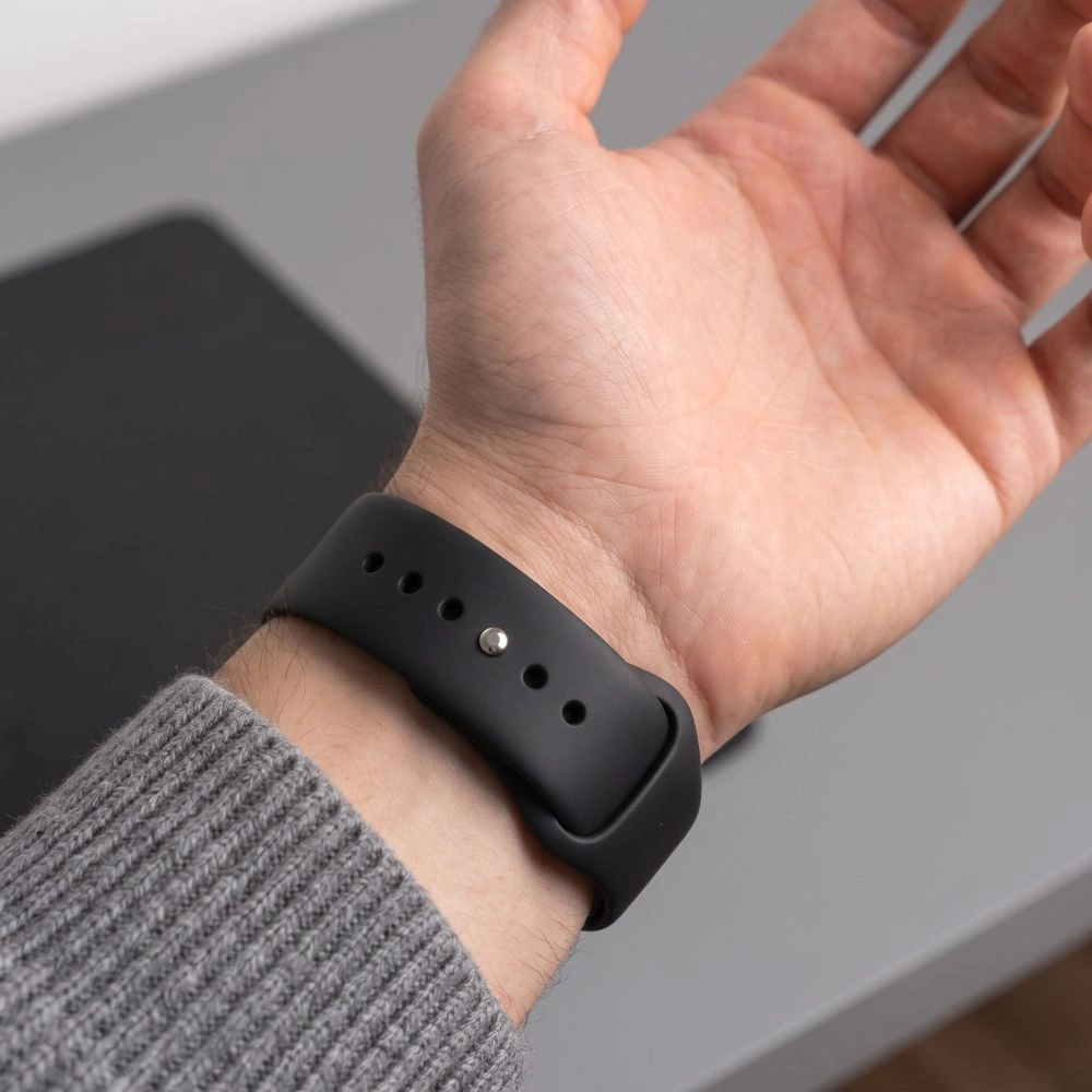 Curea Tech-Protect Silicone pentru Apple Watch 49mm / 46mm / 45mm / 44mm Series, Neagra