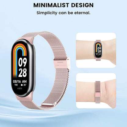 Curea Techsuit W022 pentru Xiaomi Smart Band 9 / 8, 15mm, Roz Aurie