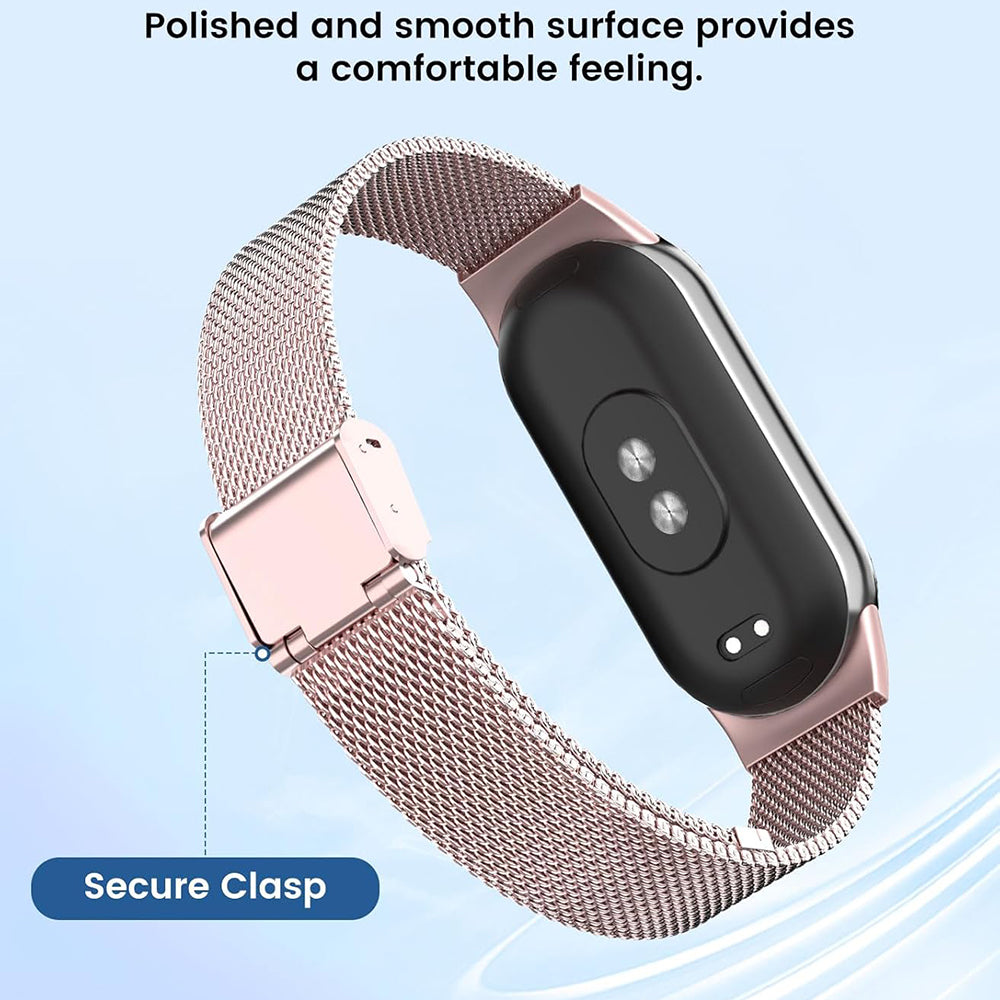 Curea Techsuit W022 pentru Xiaomi Smart Band 9 / 8, 15mm, Roz Aurie