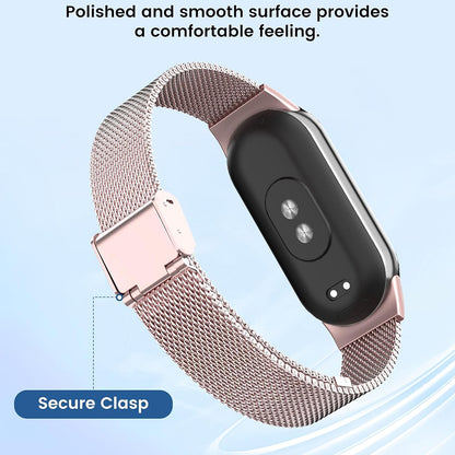 Curea Techsuit W022 pentru Xiaomi Smart Band 9 / 8, 15mm, Roz Aurie