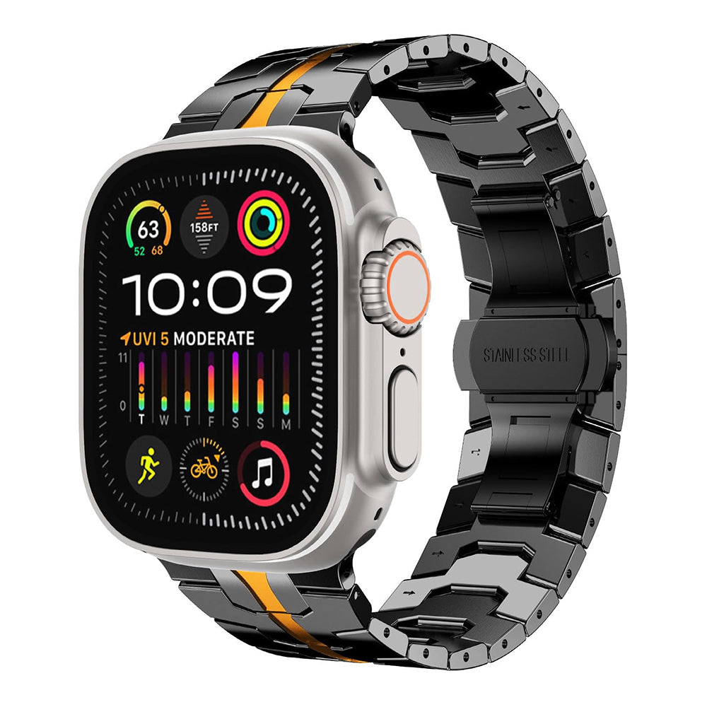 Curea Techsuit W063 pentru Apple Watch 49mm / 46mm / 45mm / 44mm / 42mm Series, Neagra Portocalie