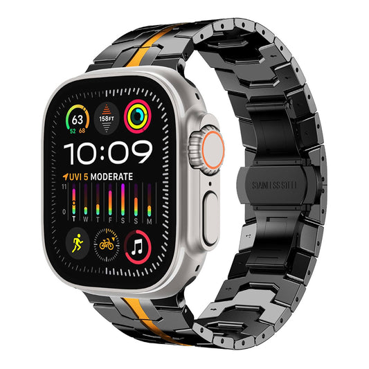 Curea Techsuit W063 pentru Apple Watch 49mm / 46mm / 45mm / 44mm / 42mm Series, Neagra Portocalie
