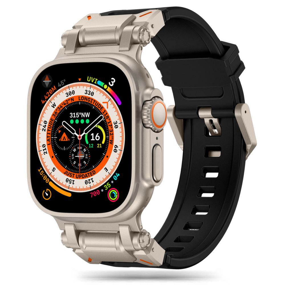 Curea Techsuit W064 pentru Apple Watch 49mm / 46mm / 45mm / 44mm / 42mm Series, Argintie Neagra
