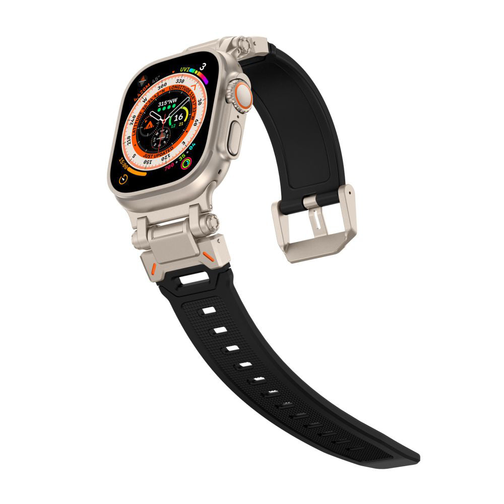 Curea Techsuit W064 pentru Apple Watch 49mm / 46mm / 45mm / 44mm / 42mm Series, Argintie Neagra