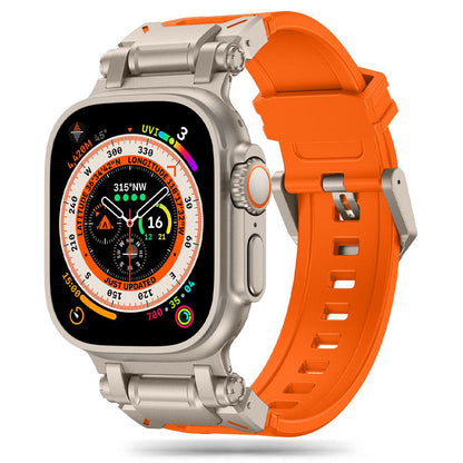 Curea Techsuit W064 pentru Apple Watch 49mm / 46mm / 45mm / 44mm / 42mm Series, Argintie Portocalie
