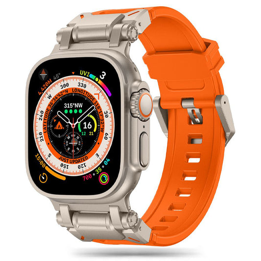 Curea Techsuit W064 pentru Apple Watch 49mm / 46mm / 45mm / 44mm / 42mm Series, Argintie Portocalie