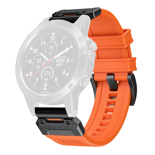 Curea Techsuit W068 pentru Garmin Watch Fenix / Forerunner / Approach Series, 22mm, Portocalie Neagra
