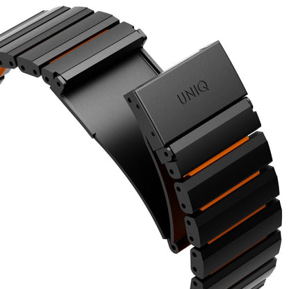 Curea UNIQ Strova Flex pentru Apple Watch 49mm / 46mm / 45mm / 44mm / 42mm Series, Neagra Portocalie