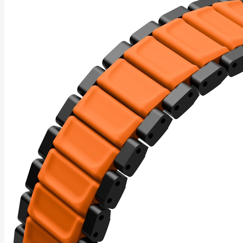 Curea UNIQ Strova Flex pentru Apple Watch 49mm / 46mm / 45mm / 44mm / 42mm Series, Neagra Portocalie