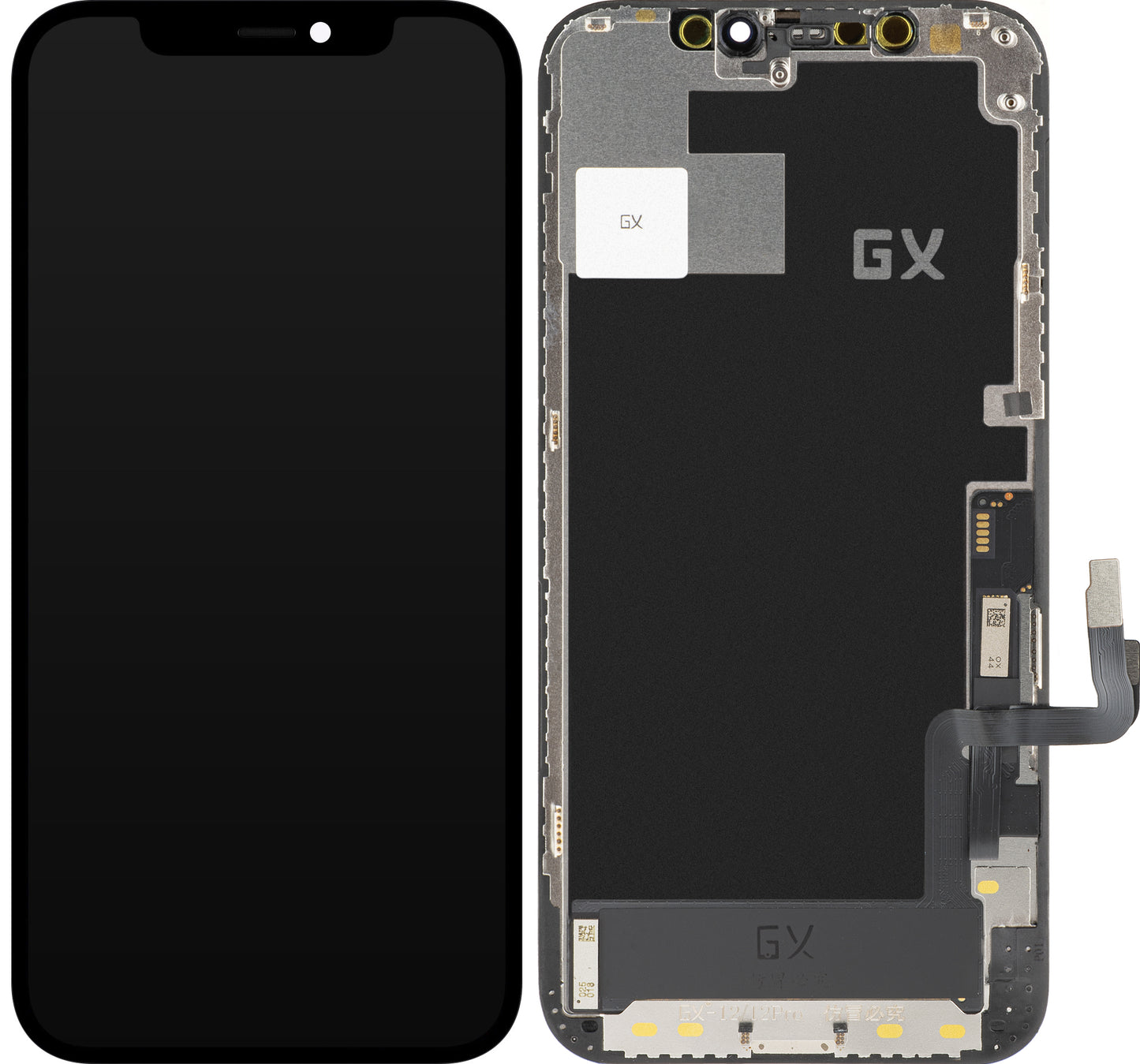 Wyświetlacz dotykowy GX do Apple iPhone 12 / 12 Pro, z ramką, ruchoma wersja OLED IC, czarny