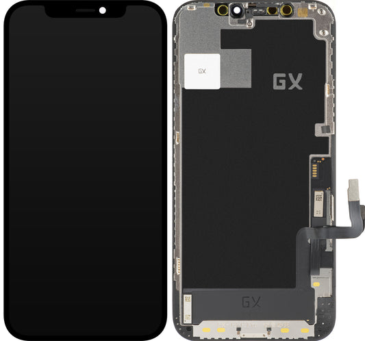 Display cu Touchscreen GX pentru Apple iPhone 12 / 12 Pro, cu Rama, Versiune OLED IC Movable, Negru