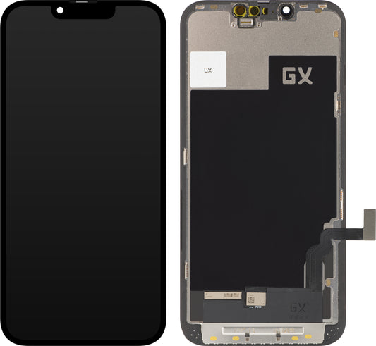 Display cu Touchscreen GX pentru Apple iPhone 13, cu Rama, Versiune OLED IC Movable, Negru