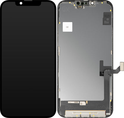Display cu Touchscreen GX pentru Apple iPhone 14 Plus, cu Rama, Versiune OLED IC Movable, Negru