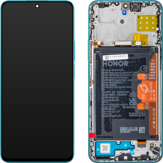 Display cu Touchscreen Honor 90 Lite / X8a, cu Rama si Acumulator, Albastru (Cyan Lake), Service Pack 0235AEUJ