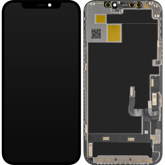 Wyświetlacz dotykowy JK do Apple iPhone 12 / 12 Pro, z ramką, ruchoma wersja OLED IC, czarny