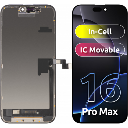 Display cu Touchscreen JK pentru Apple iPhone 16 Pro Max, cu Rama, Versiune LCD In-Cell IC Movable, Negru