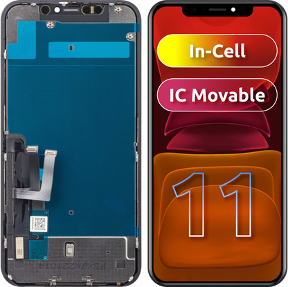 Display cu Touchscreen JK pentru Apple iPhone 11, cu Rama, Versiune LCD In-Cell IC Movable, Negru