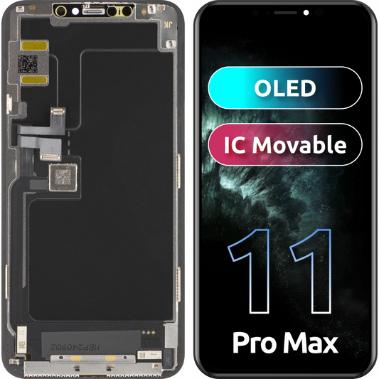 Display cu Touchscreen JK pentru Apple iPhone 11 Pro Max, cu Rama, Versiune OLED, Negru