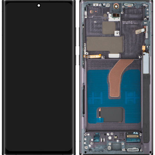 Display cu Touchscreen MP compatibil cu Samsung Galaxy S22 Ultra 5G S908, cu Rama, Versiune OLED, Negru