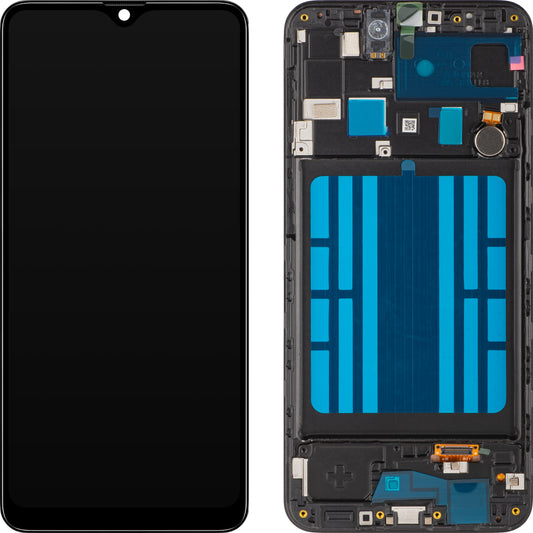 Display cu Touchscreen MP compatibil cu Samsung Galaxy A20 A205, cu Rama, Negru