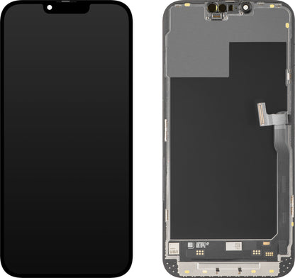 Display cu Touchscreen MP compatibil cu Apple iPhone 13 Pro Max, cu Rama, Versiune Soft OLED IC Movable 120Hz FHD, Negru