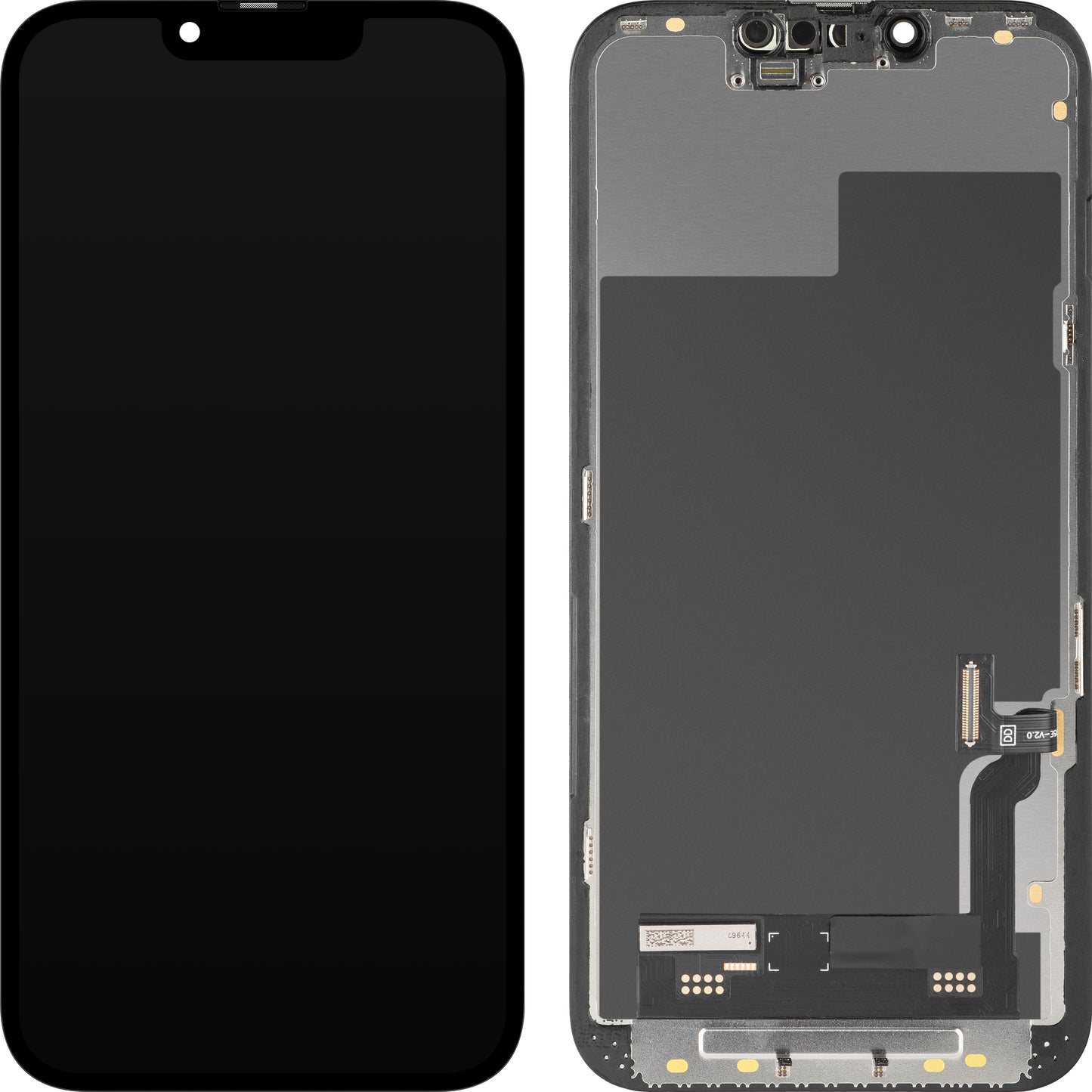 Display cu Touchscreen MP compatibil cu Apple iPhone 13, cu Rama, Versiune Soft OLED IC Movable FHD, Negru