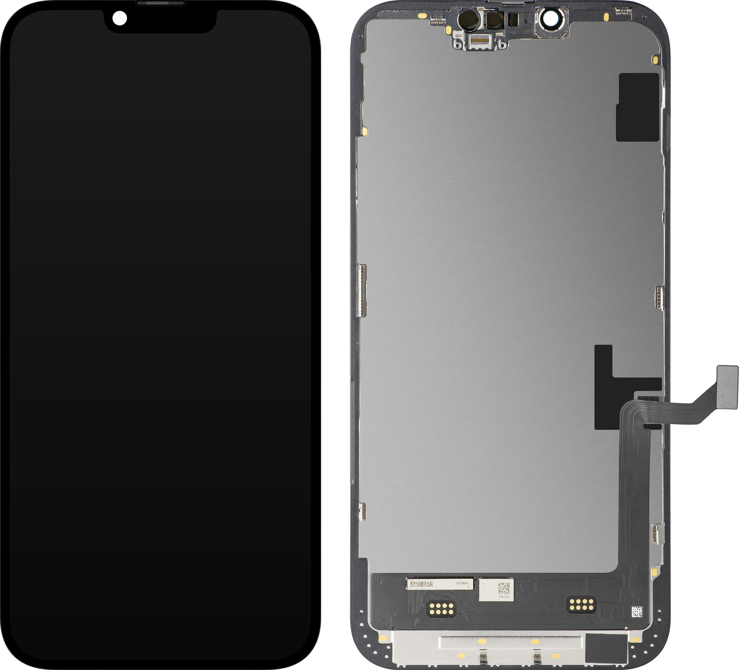 Display cu Touchscreen MP compatibil cu Apple iPhone 14 Plus, cu Rama, Versiune Soft OLED FHD IC Movable, Negru