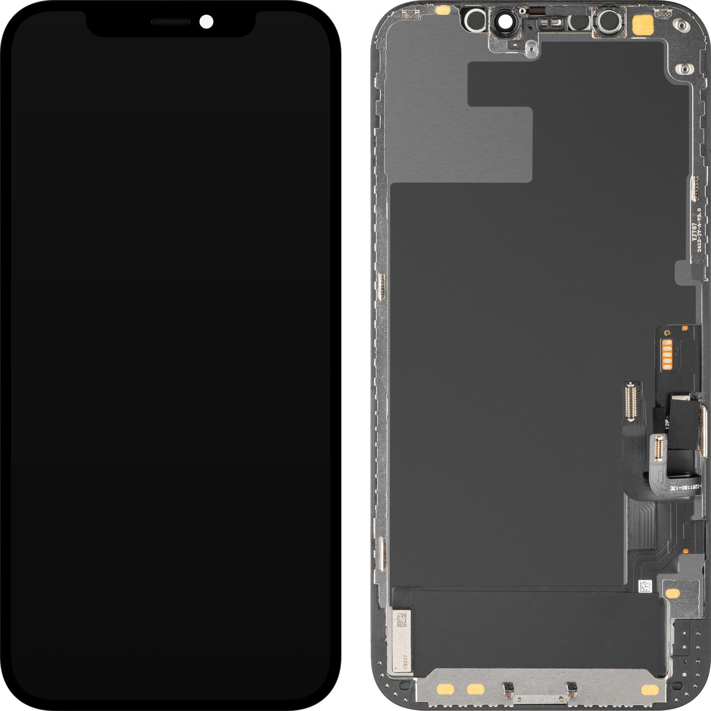 Display cu Touchscreen MP compatibil cu Apple iPhone 12 / 12 Pro, cu Rama, Versiune OLED Diagnostic, Negru
