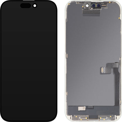 Display cu Touchscreen MP compatibil cu Apple iPhone 16 Pro, cu Rama, Versiune OLED FHD IC Movable, Negru