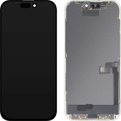 Display cu Touchscreen MP compatibil cu Apple iPhone 16 Pro, cu Rama, Versiune OLED FHD Diagnostic, Negru