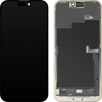 Display cu Touchscreen MP compatibil cu Apple iPhone 15 Pro Max, cu Rama, Versiune OLED FHD Diagnostic, Negru