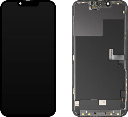 Display cu Touchscreen MP compatibil cu Apple iPhone 13 Pro, cu Rama, Versiune OLED FHD Diagnostic, Negru
