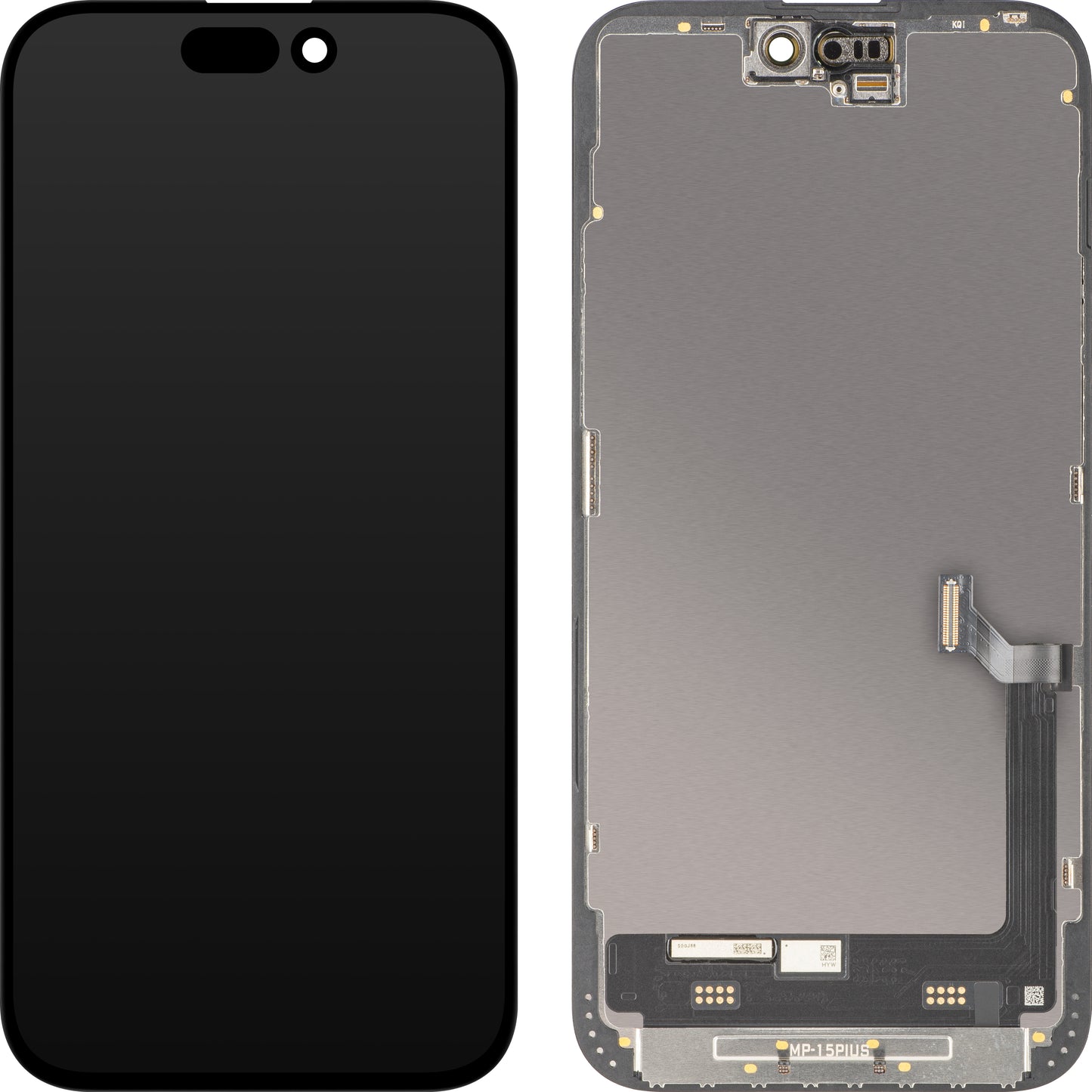 Display cu Touchscreen MP compatibil cu Apple iPhone 15 Plus, cu Rama, Versiune Premium Soft OLED FHD 120Hz, Negru