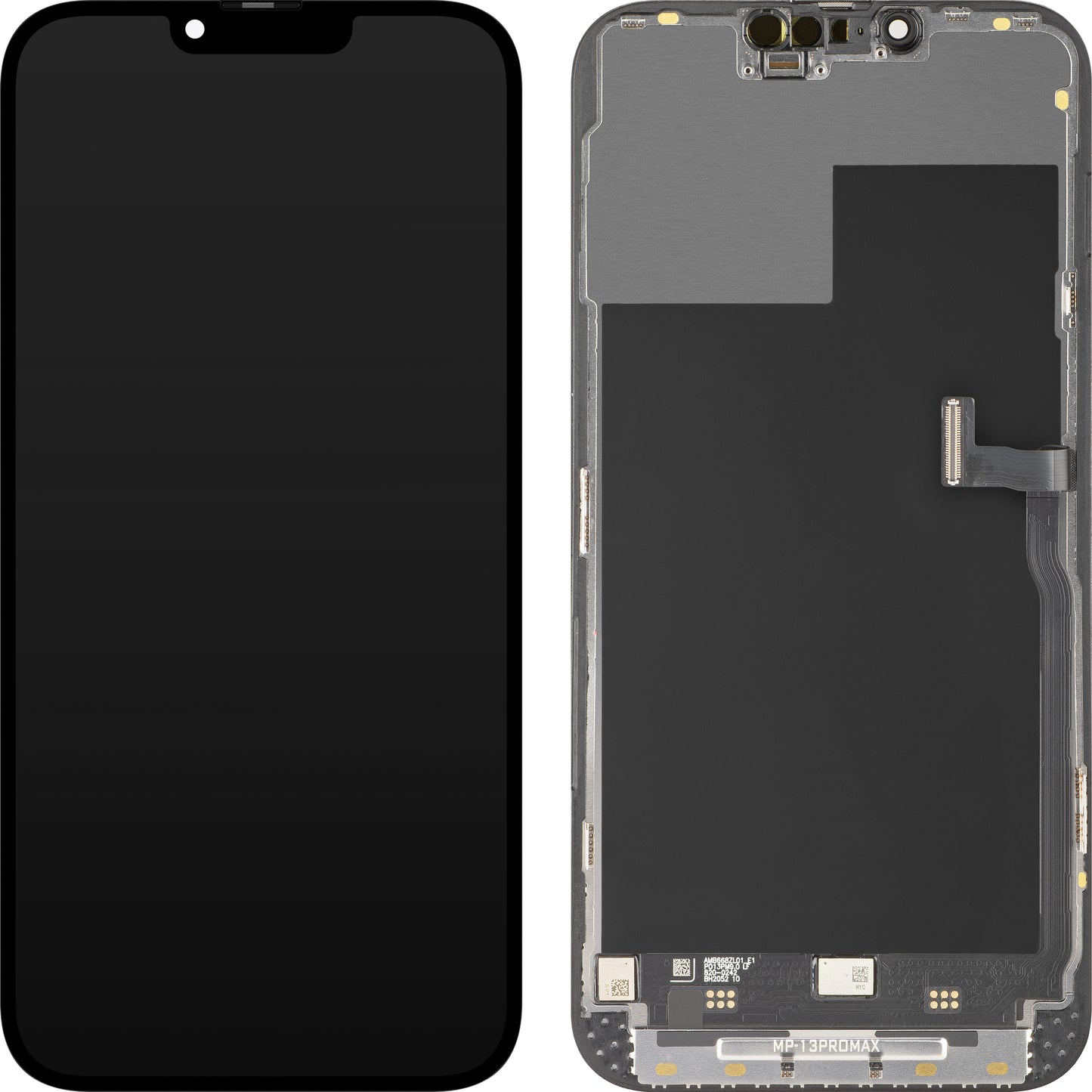 Display cu Touchscreen MP compatibil cu Apple iPhone 13 Pro Max, cu Rama, Versiune Premium Soft OLED FHD 120Hz Diagnostic, Negru