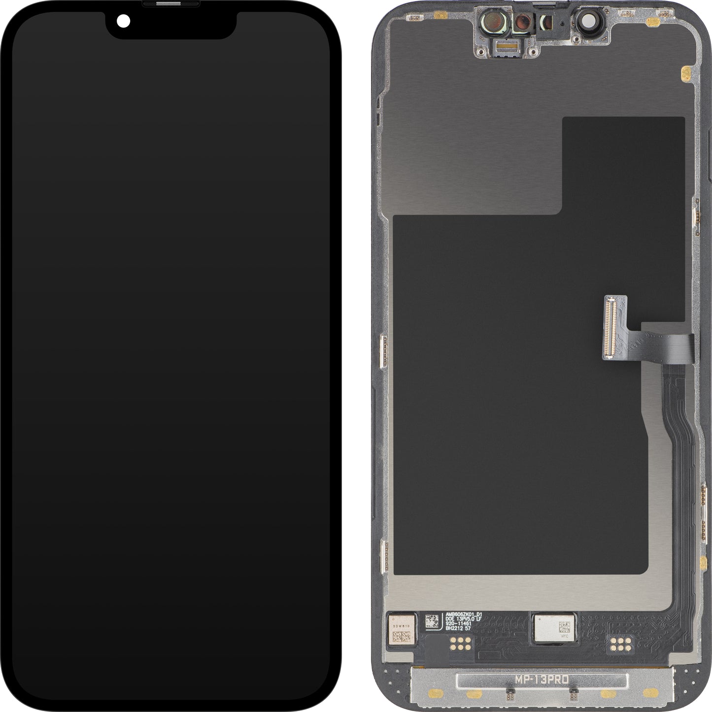 Display cu Touchscreen MP compatibil cu Apple iPhone 13 Pro, cu Rama, Versiune Premium Soft OLED FHD 120Hz Diagnostic, Negru