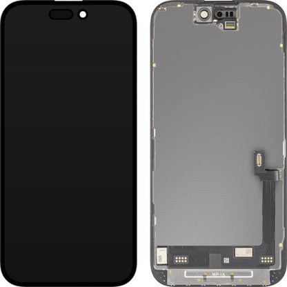 Display cu Touchscreen MP compatibil cu Apple iPhone 16, cu Rama, Versiune Premium Soft OLED FHD 120Hz Diagnostic, Negru