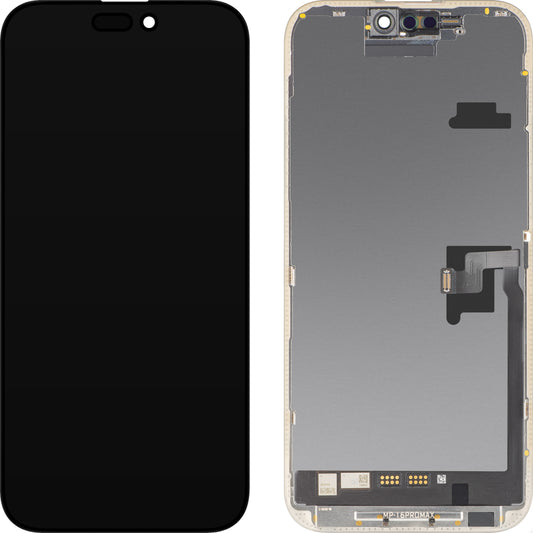 Display cu Touchscreen MP compatibil cu Apple iPhone 16 Pro Max, cu Rama, Versiune Soft OLED FHD Diagnostic, Negru