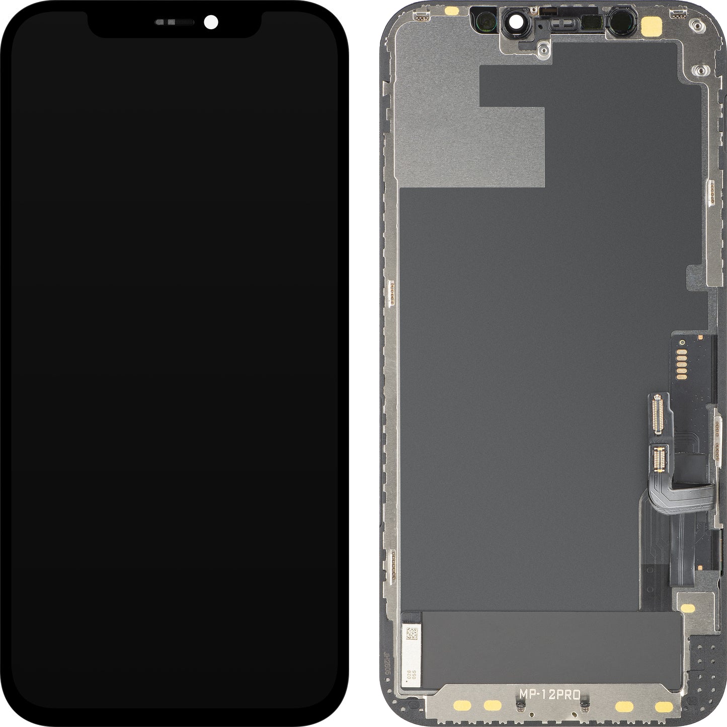 Display cu Touchscreen MP compatibil cu Apple iPhone 12 / 12 Pro, cu Rama, Versiune OLED FHD IC Movable, Negru