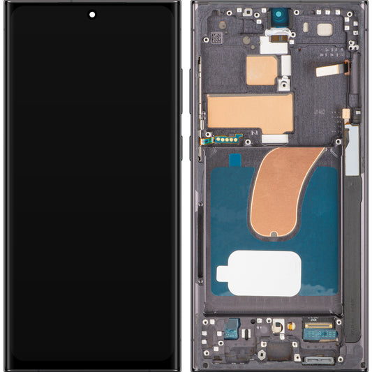 Display cu Touchscreen MP compatibil cu Samsung Galaxy S23 Ultra S918, cu Rama, Versiune OLED, Negru, Swap