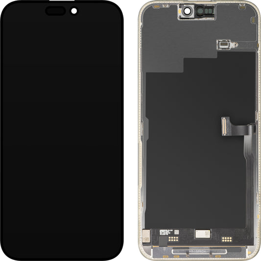 Display cu Touchscreen MP compatibil cu Apple iPhone 15 Pro Max, cu Rama, Versiune Premium Soft OLED FHD 120Hz Diagnostic, Negru, Resigilat