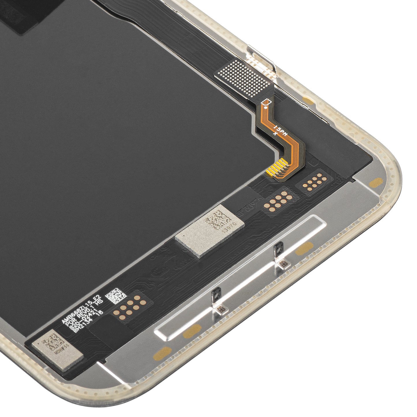 Display cu Touchscreen MP compatibil cu Apple iPhone 15 Pro Max, cu Rama, Versiune Soft OLED FHD 120Hz IC Movable, Negru