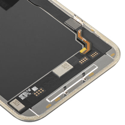Display cu Touchscreen MP compatibil cu Apple iPhone 15 Pro Max, cu Rama, Versiune Soft OLED FHD 120Hz IC Movable, Negru