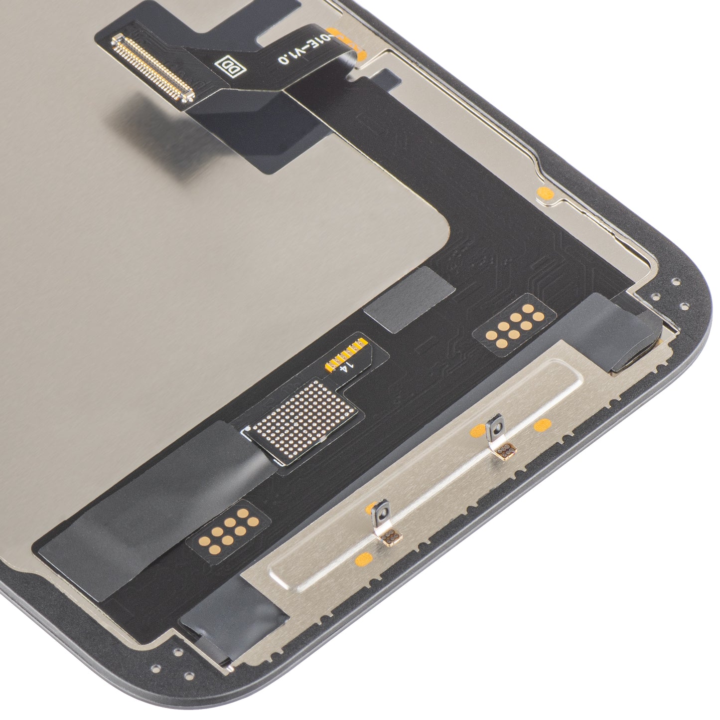 Display cu Touchscreen MP compatibil cu Apple iPhone 16e, cu Rama, Versiune Soft OLED FHD 120Hz IC Movable, Negru