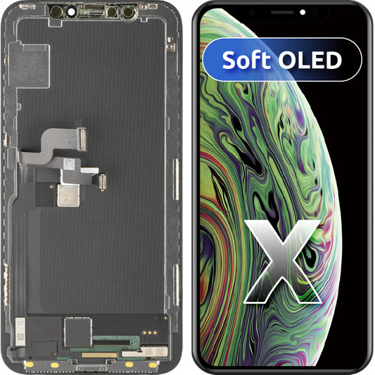 Display cu Touchscreen MP compatibil cu Apple iPhone X, cu Rama, Versiune Soft OLED FHD, Negru