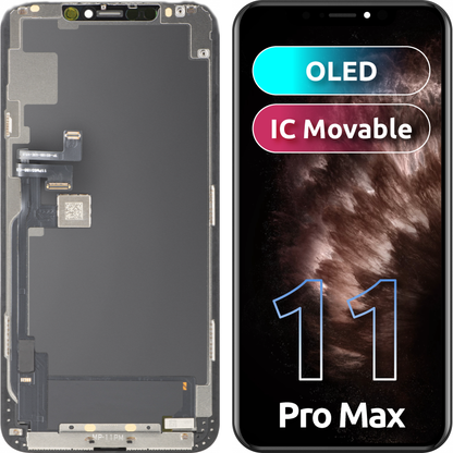 Display cu Touchscreen MP compatibil cu Apple iPhone 11 Pro Max, cu Rama, Versiune OLED FHD IC Movable, Negru
